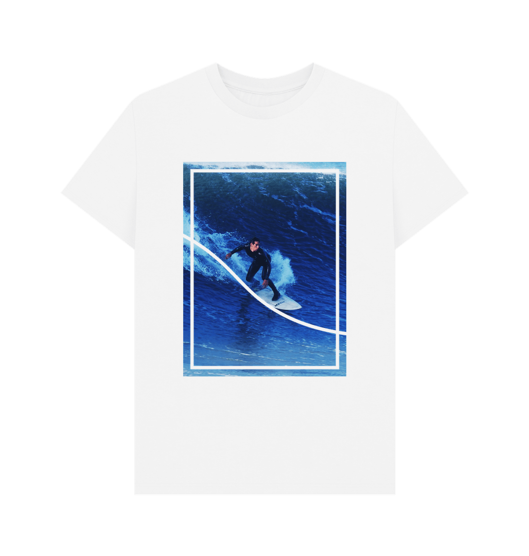 White Organic Cotton Men's Photo Surf T-Shirt