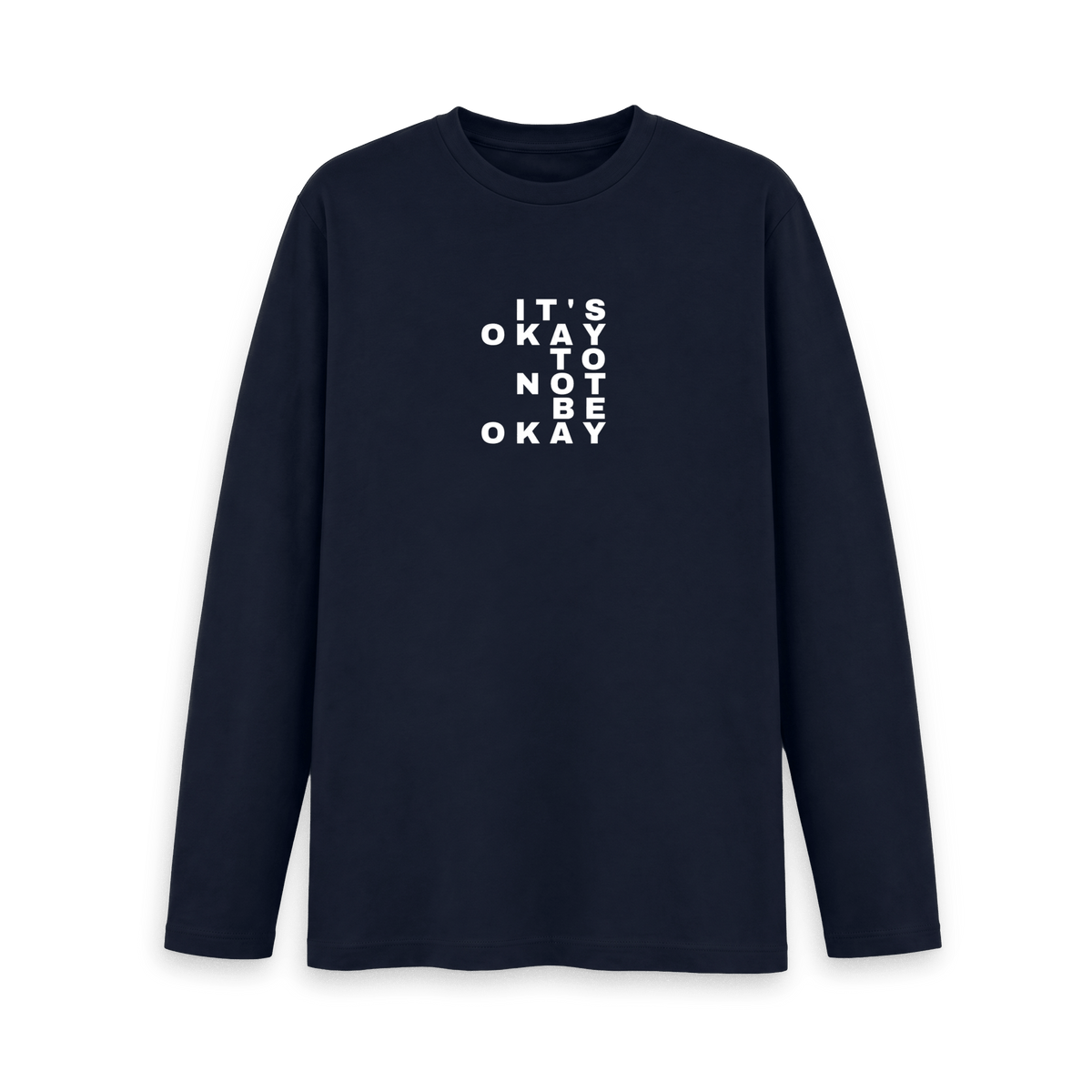 Navy Blue Printed Long Sleeve T Shirt Front