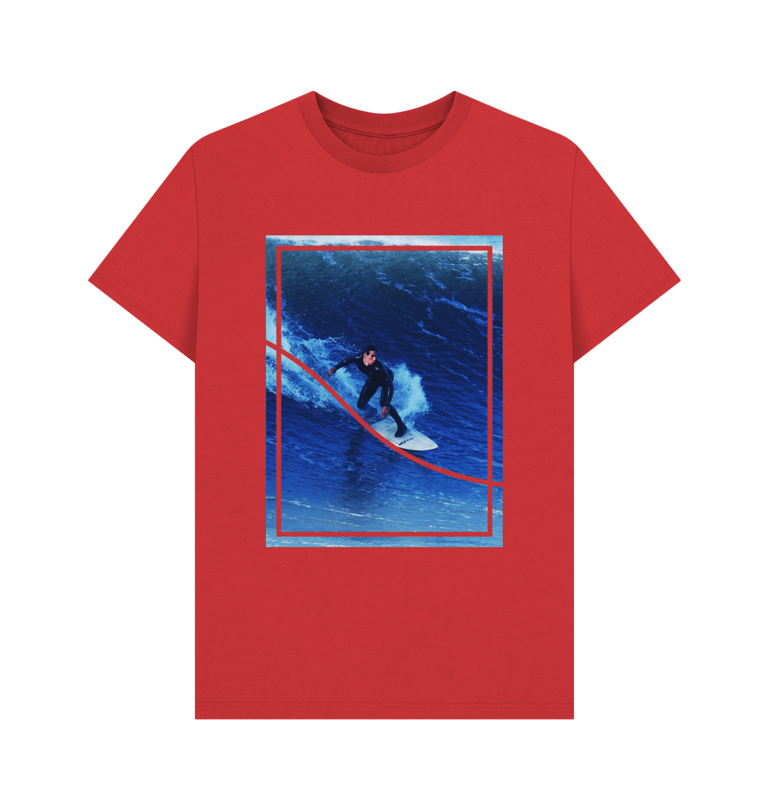 Red Organic Cotton Men's Photo Surf T-Shirt