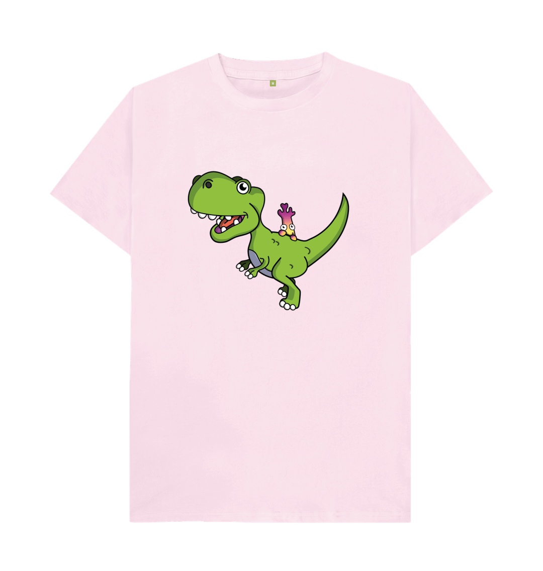 Pink Organic Cotton Shy-nosaur Dinosaur Graphic Only Mental Health Men's T-Shirt