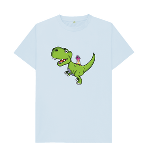 Sky Blue Organic Cotton Shy-nosaur Dinosaur Graphic Only Mental Health Men's T-Shirt