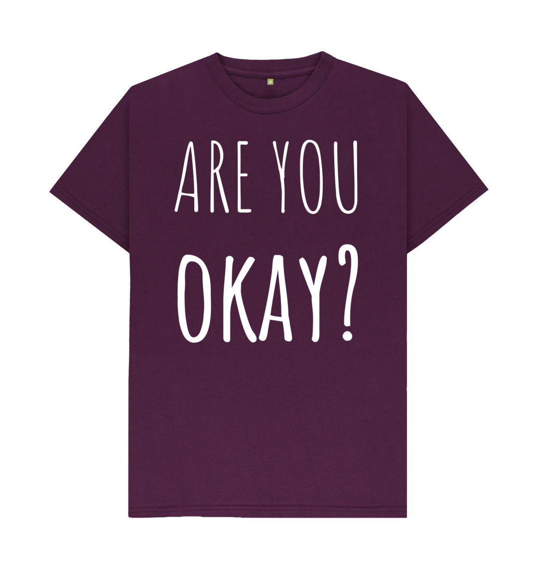 Purple Organic Cotton Are You Okay Mental Health Men's T-Shirt
