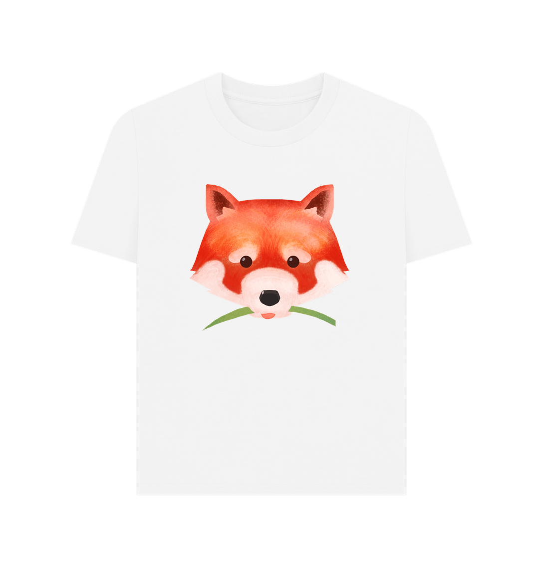 White Cute Fox Face Organic Cotton Women's T-Shirt