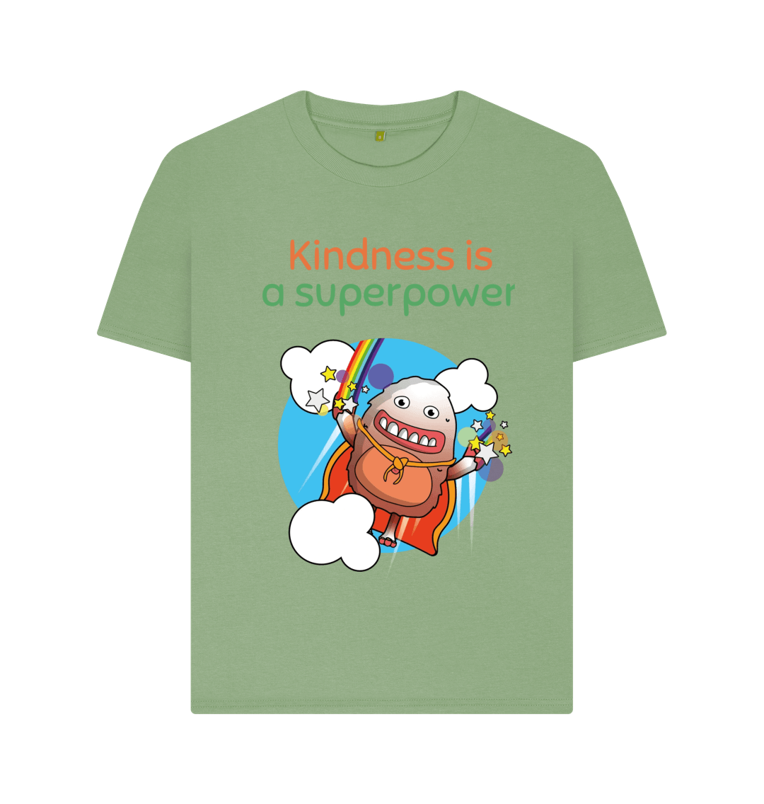 Sage Organic Cotton Kindness is a Superpower Mental Health Women's T-Shirt