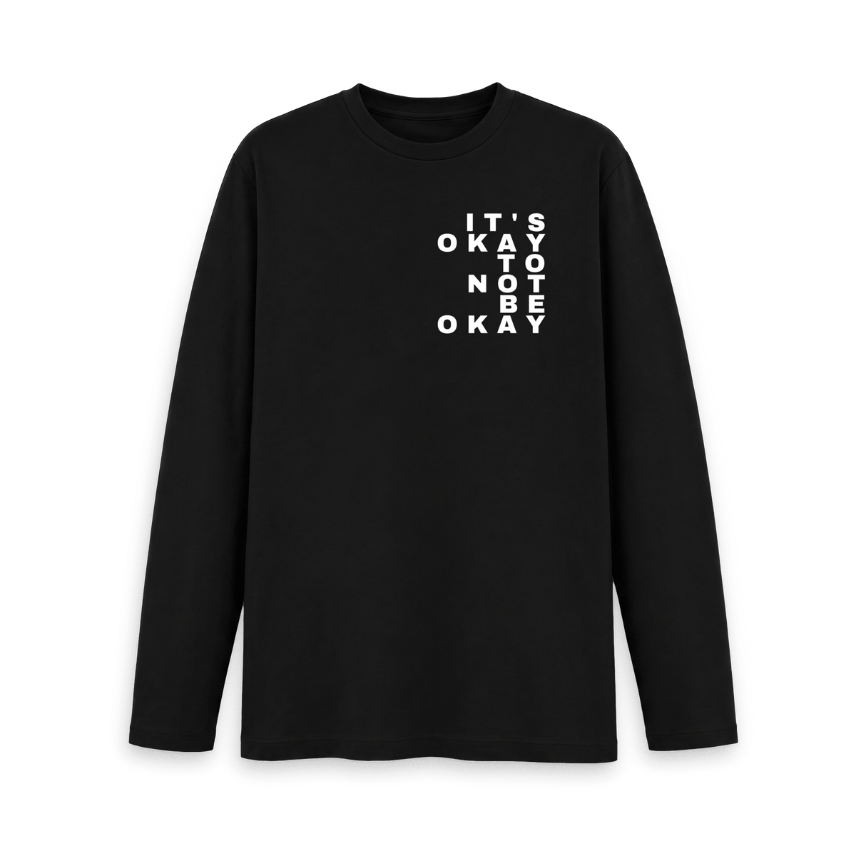 Black Printed Long Sleeve T Shirt Front