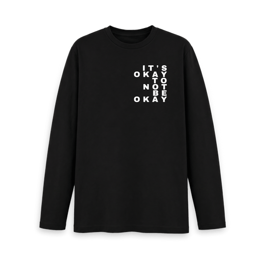 Black Printed Long Sleeve T Shirt Front