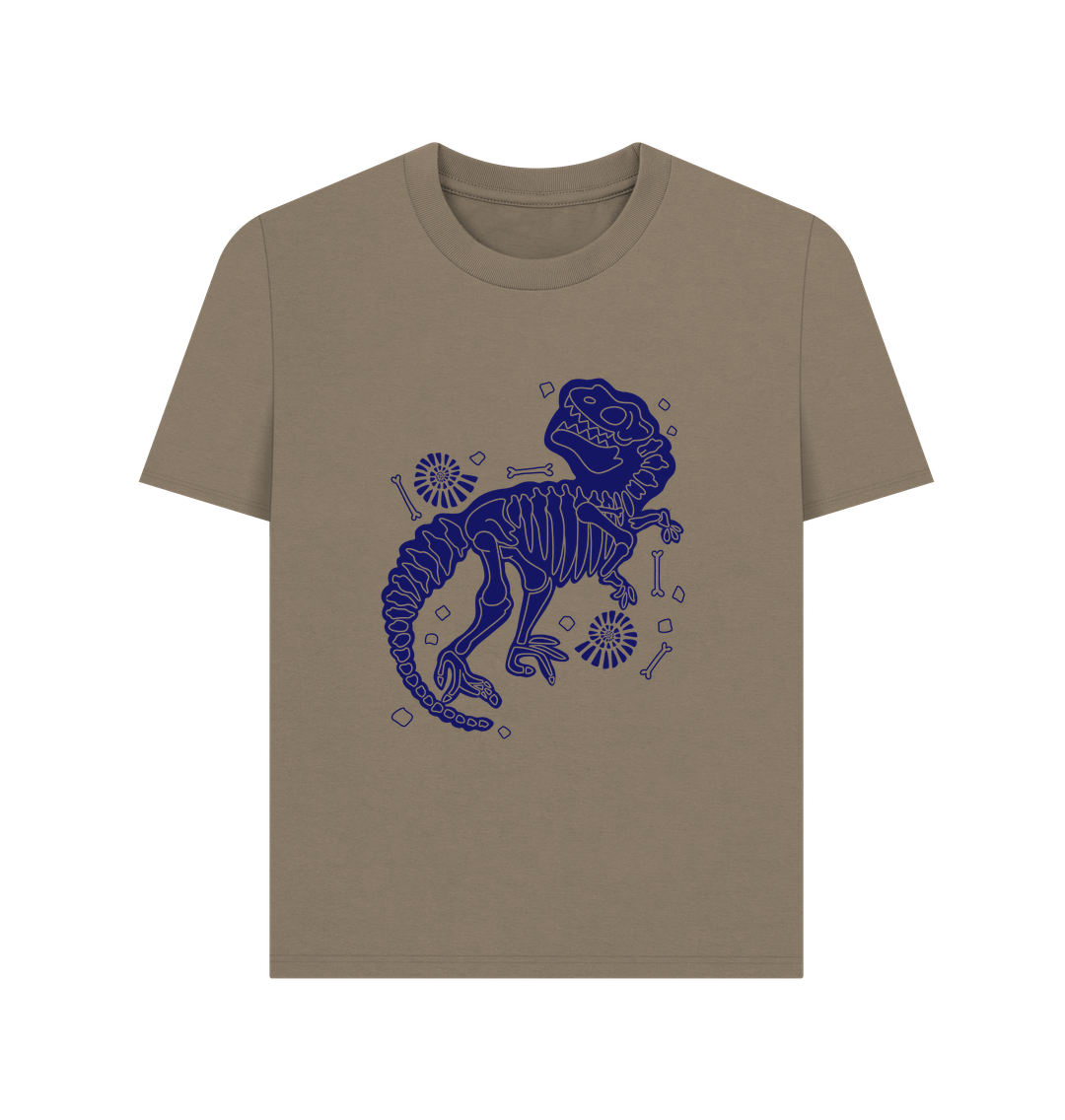 Willow Blue Skeleton Dinosaur Organic Cotton Women's T-Shirt