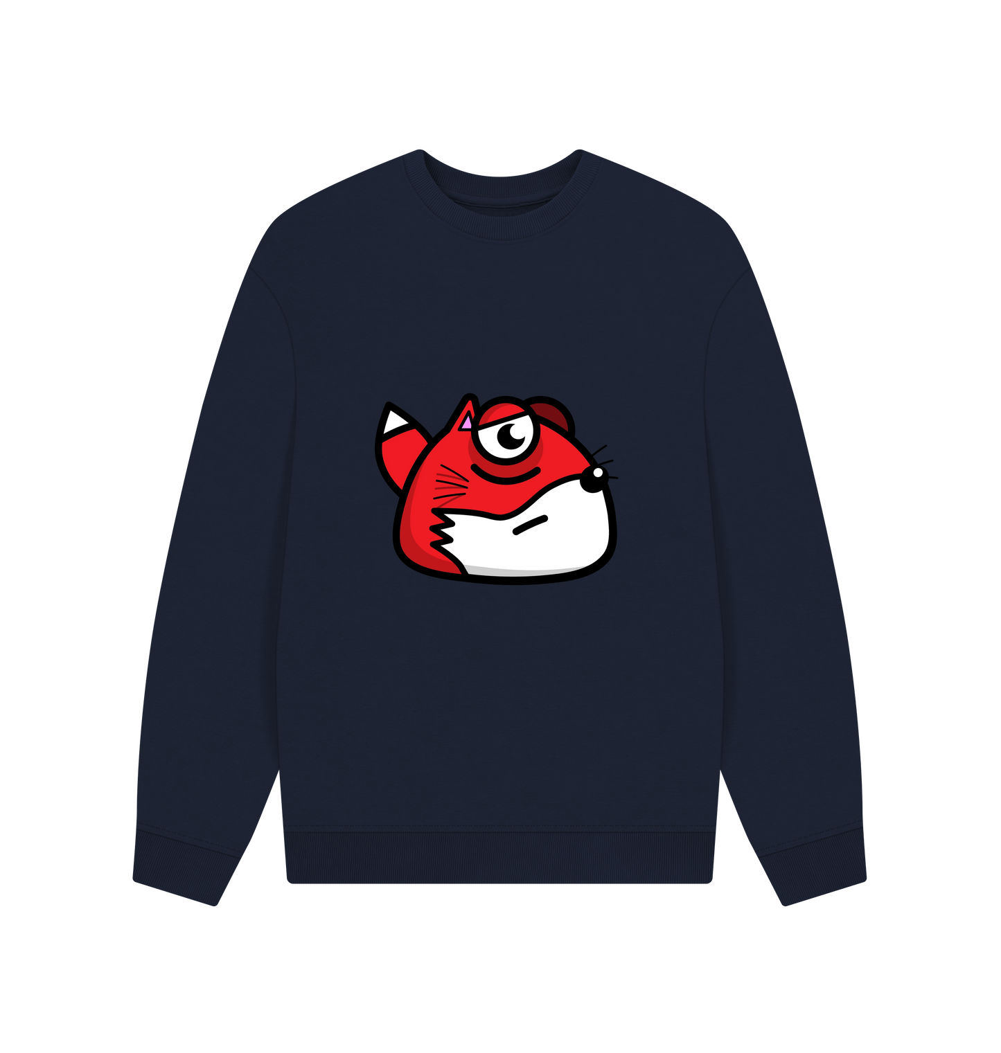 Navy Blue Printed Sweater Front