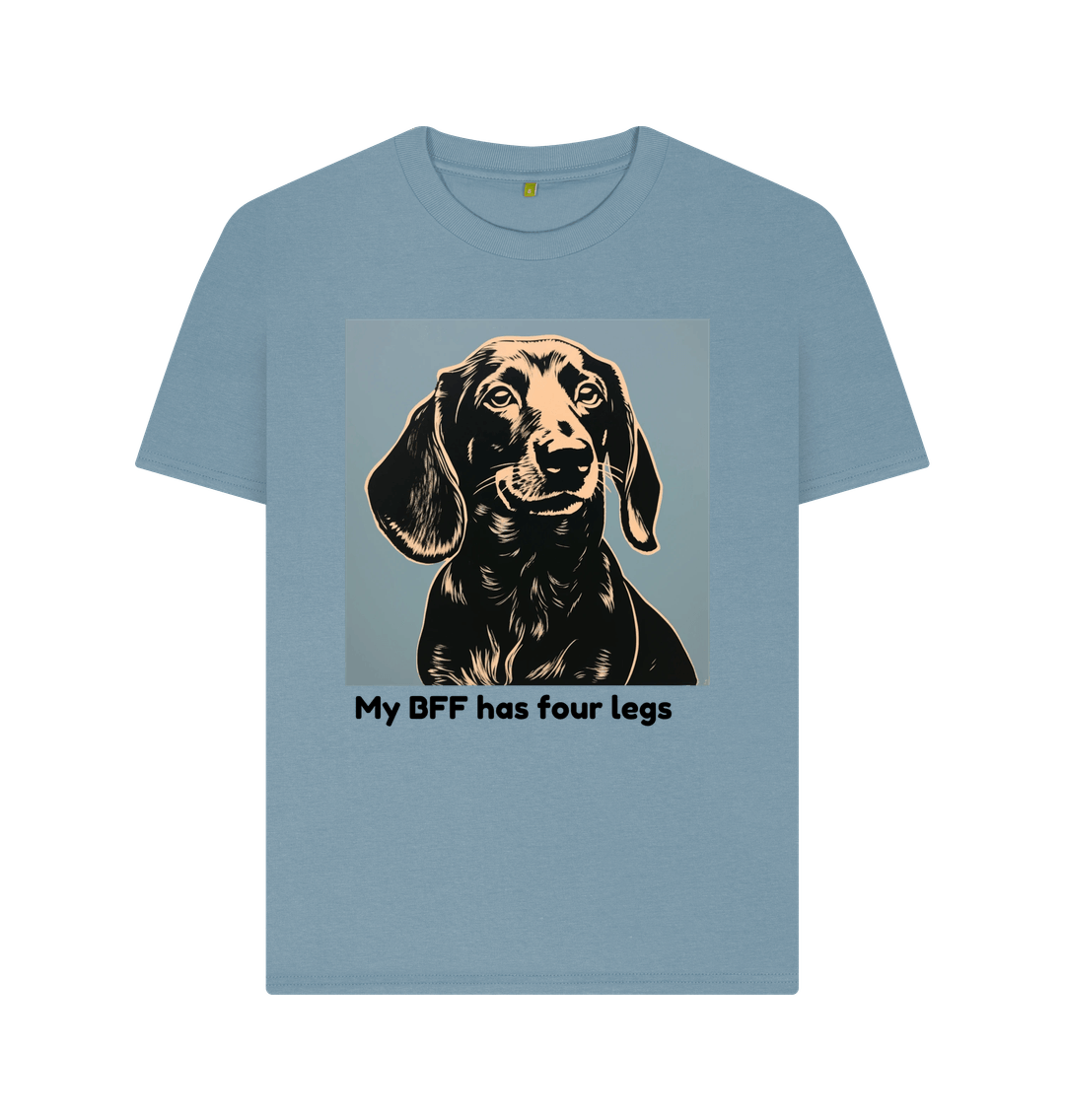 Stone Blue Organic Cotton My BFF has four legs Women's T-Shirt