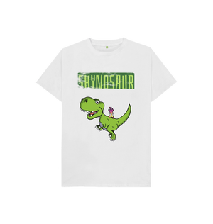 White Organic Cotton Shy-nosaur Dinosaur Mental Health Children's T-Shirt