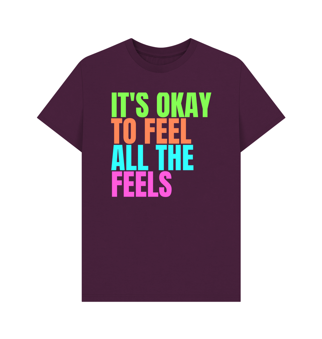 Purple It's Okay To Feel All The Feels Emotions Mental Health Organic Cotton Men's T-Shirt