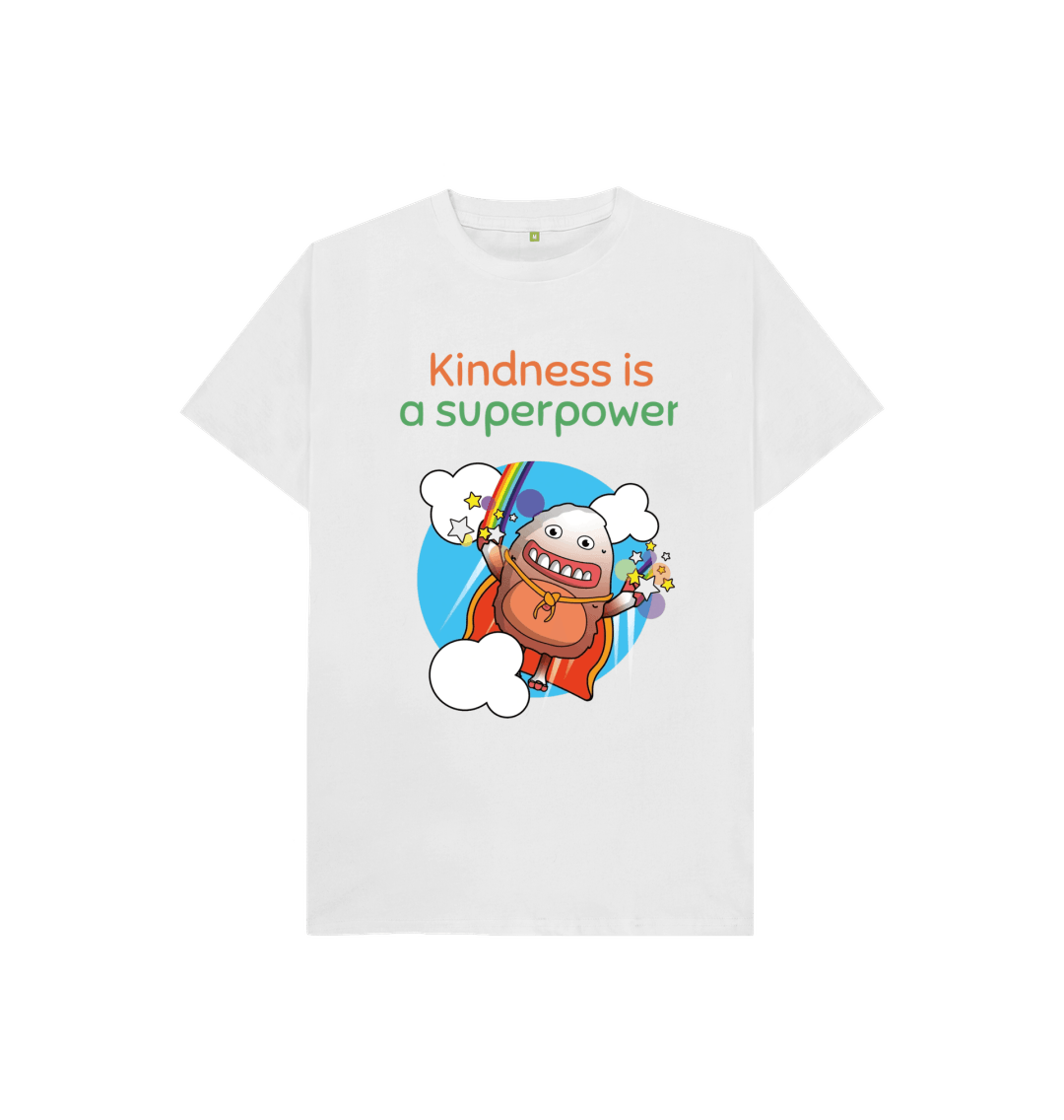 White Organic Cotton Kindness is a Superpower Mental Health Children's T-Shirt