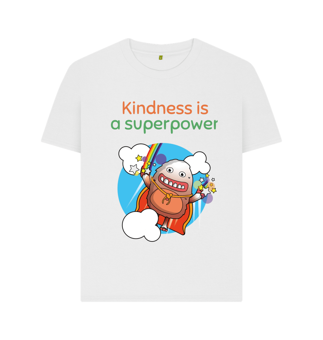 White Organic Cotton Kindness is a Superpower Mental Health Women's T-Shirt