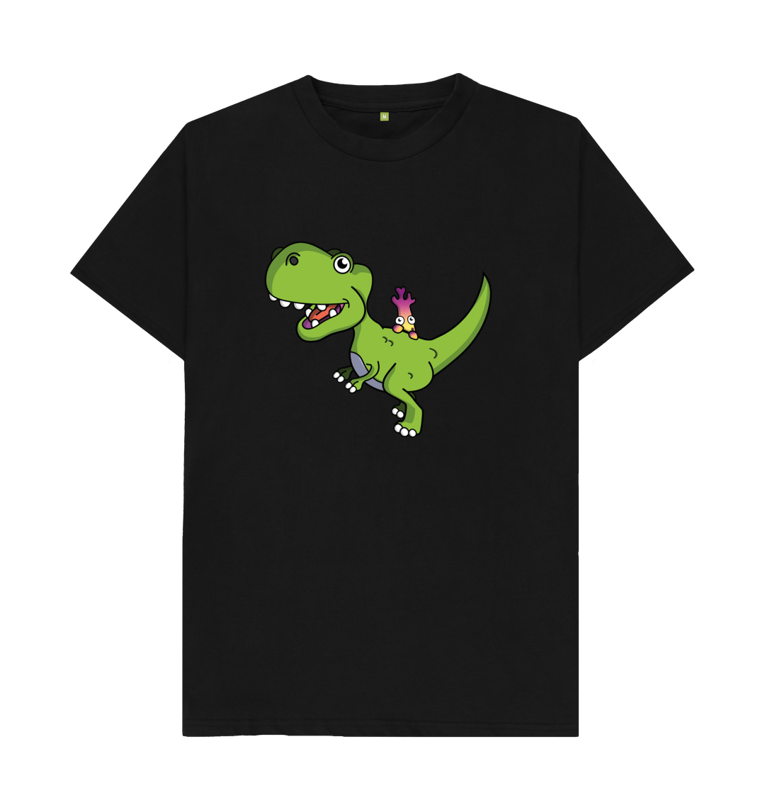 Black Organic Cotton Shy-nosaur Dinosaur Graphic Only Mental Health Men's T-Shirt