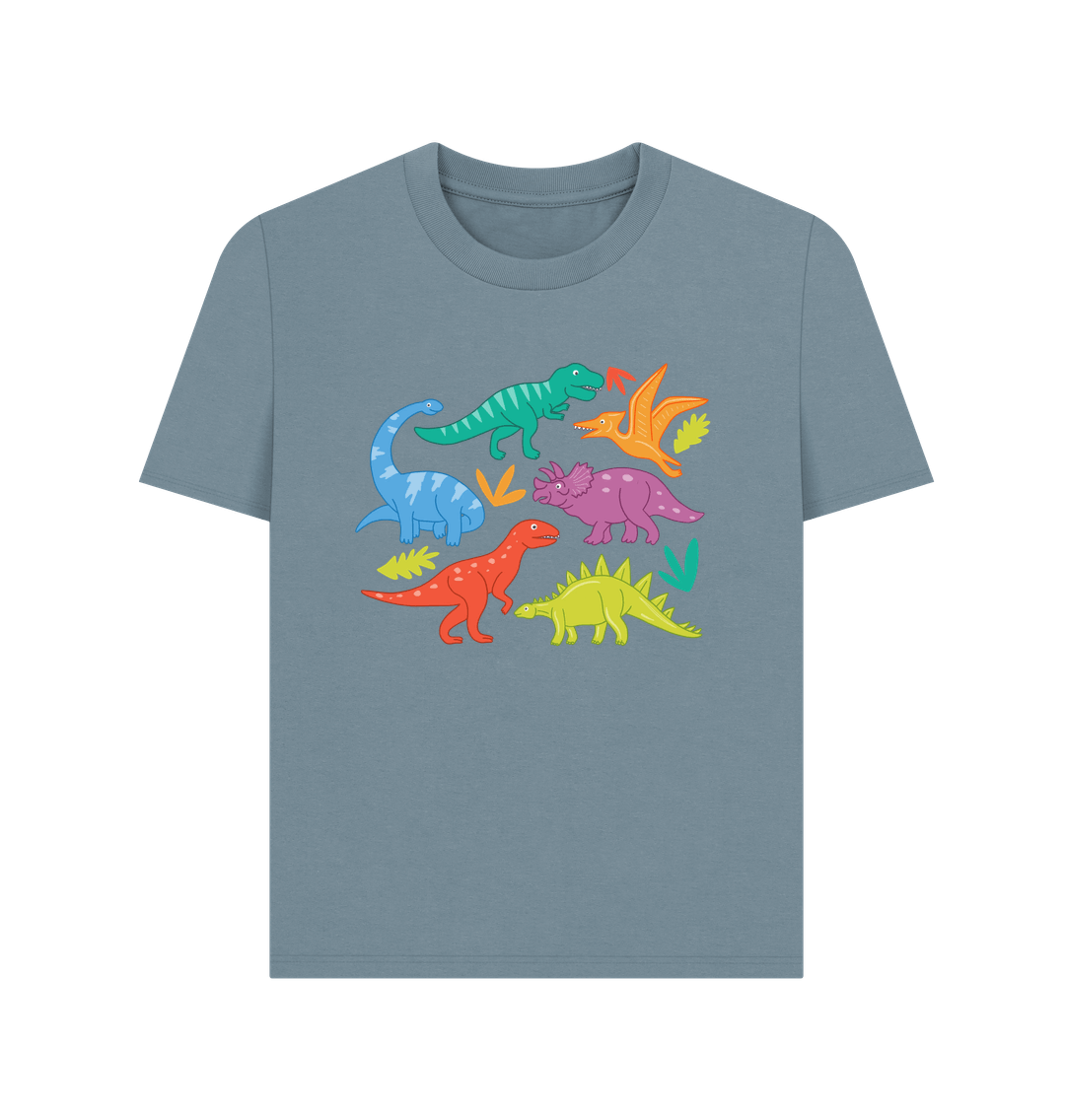 Stone Blue Dinosaur Organic Cotton Women's T-Shirt