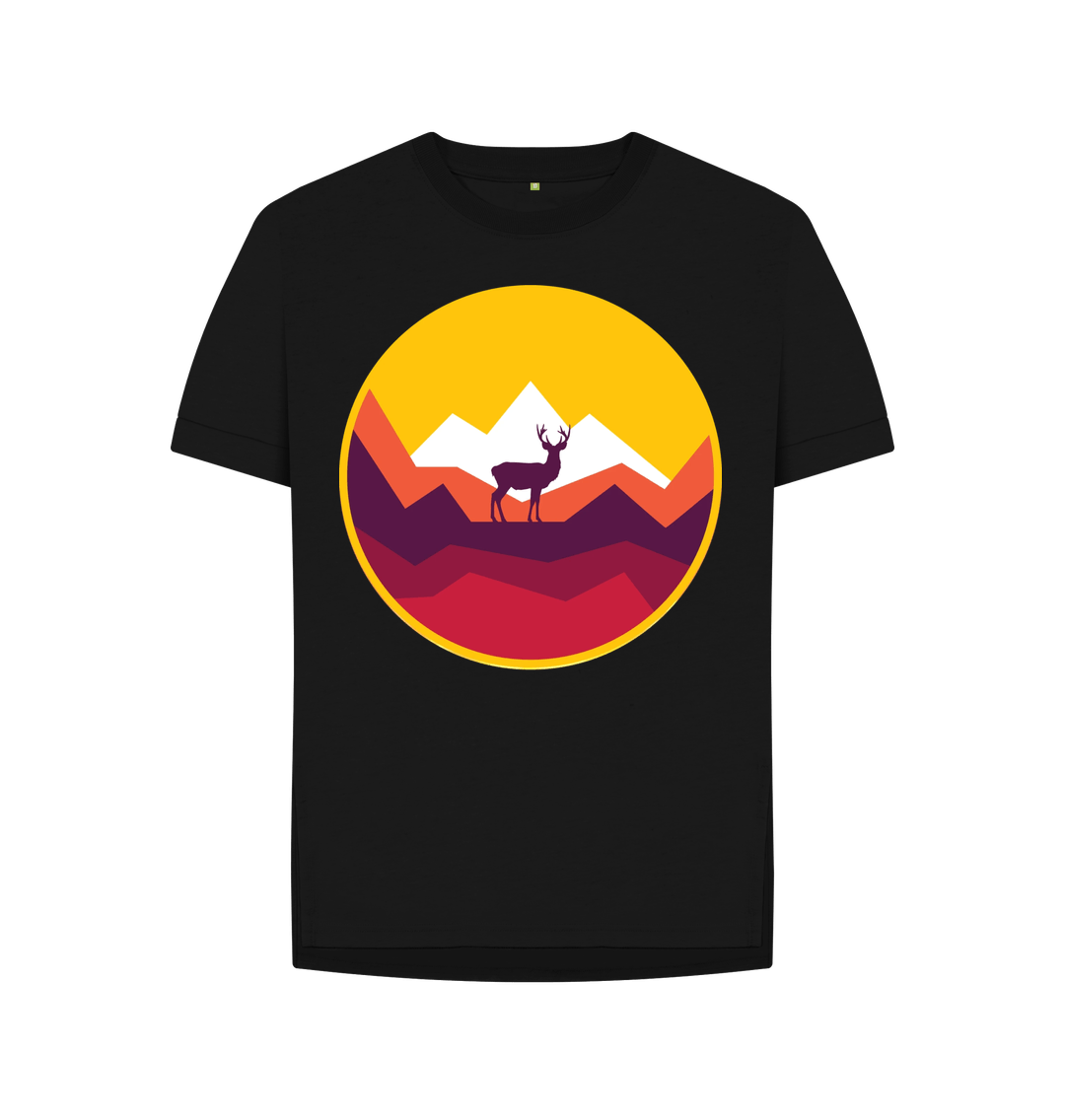 Black Organic Cotton Woman's T-Shirt Sunset