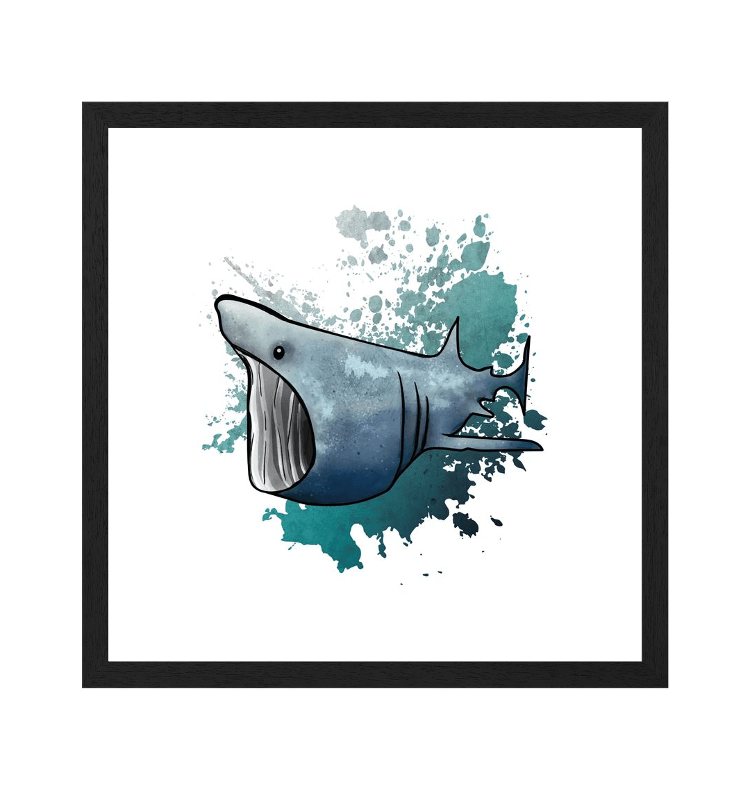 Black Frame Basking Shark Recyclable Paper Art Wall Print Canvas