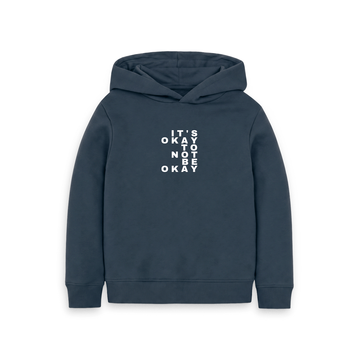 Navy Blue Printed Kids Hoodie Front