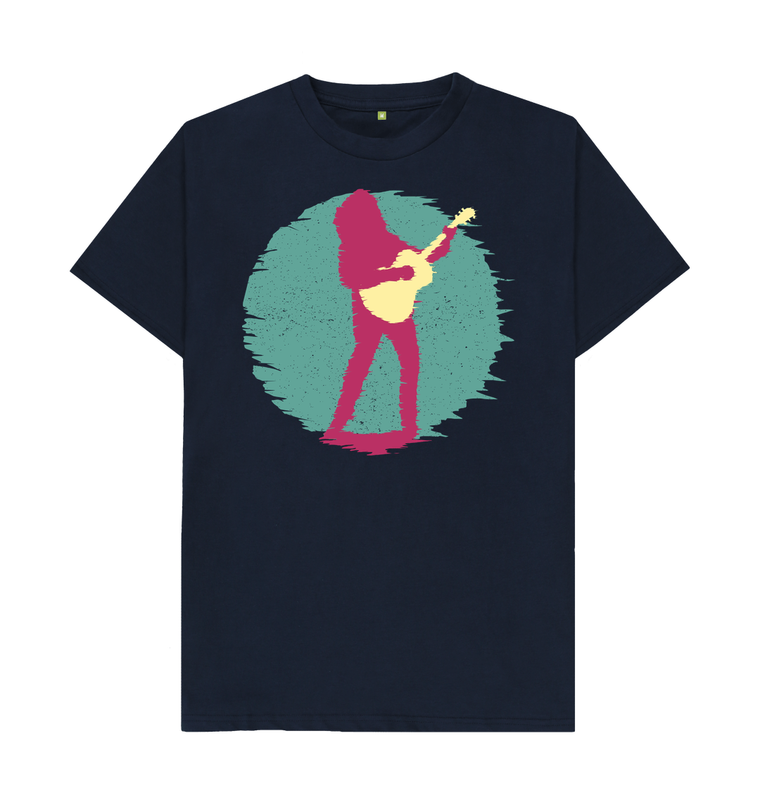 Navy Blue Organic Cotton Guitar Player Men's Mental Health T-Shirt