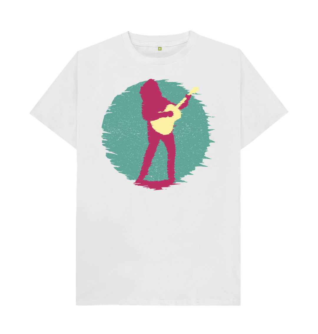 White Organic Cotton Guitar Player Men's Mental Health T-Shirt