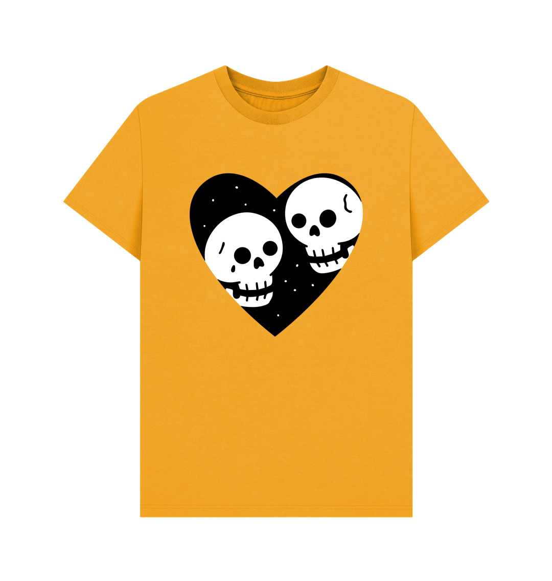 Mustard Skeleton Heart Organic Cotton Cool T-Shirts for Men