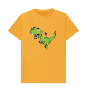 Mustard Organic Cotton Shy-nosaur Dinosaur Graphic Only Mental Health Men's T-Shirt