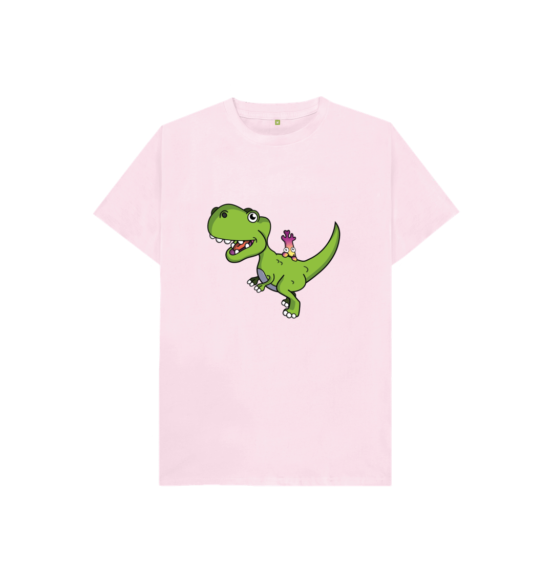 Pink Organic Cotton Shy-nosaur Dinosaur Graphic Only Mental Health Children's T-Shirt