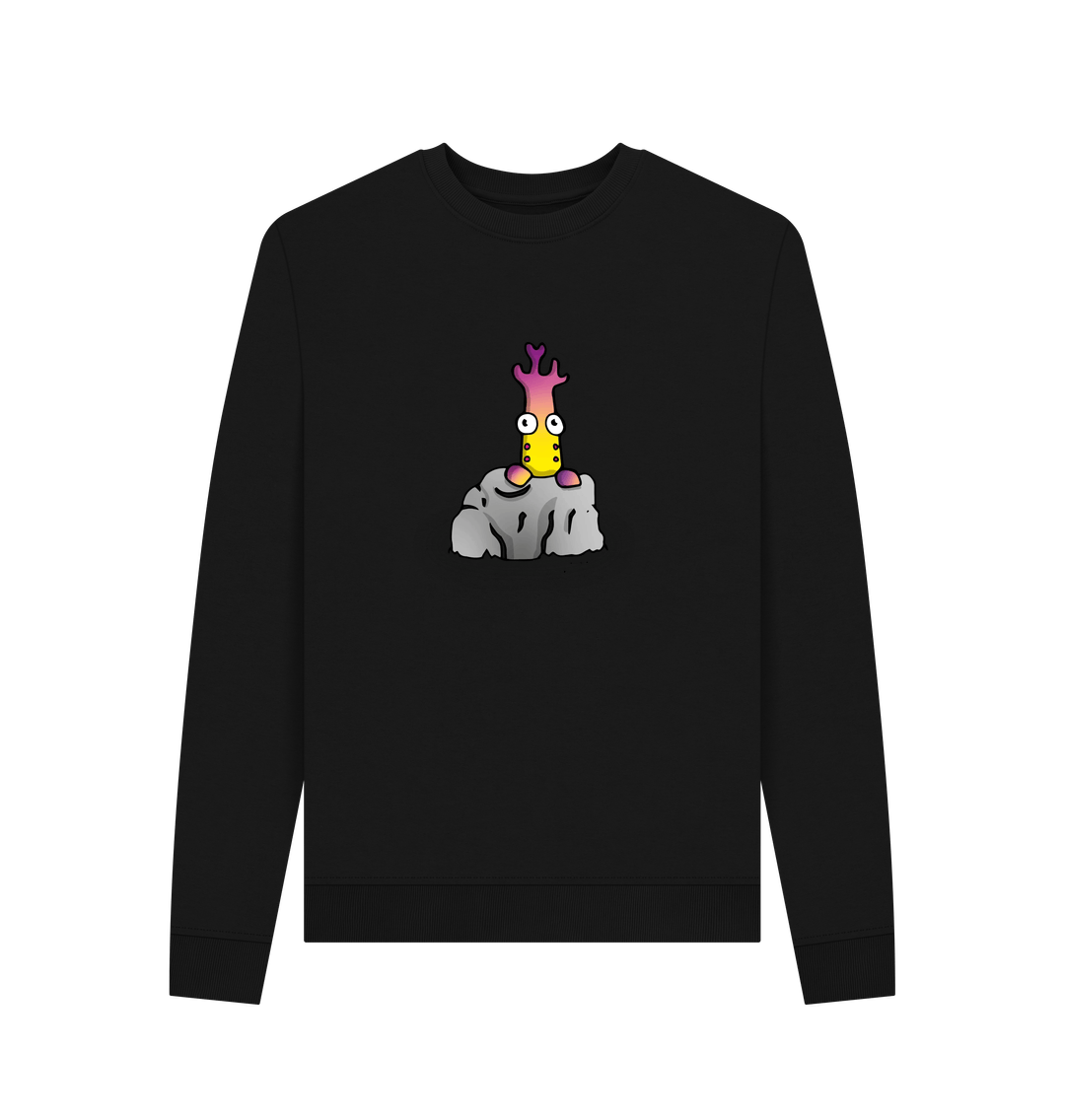 Black Printed Sweater Front