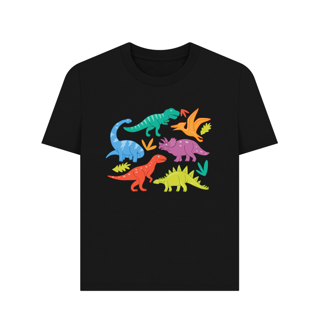 Black Dinosaur Organic Cotton Women's T-Shirt