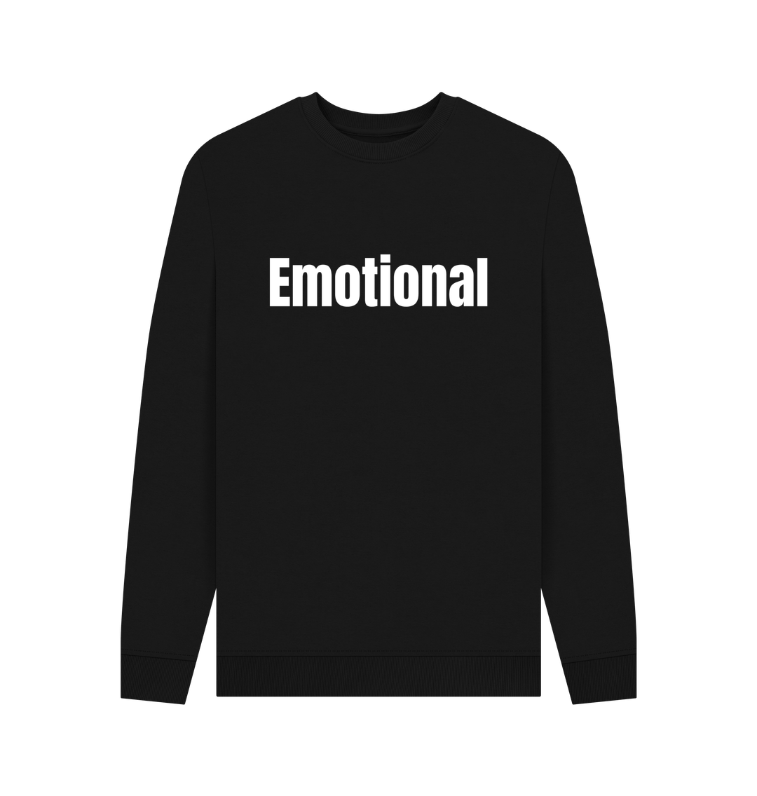 Black Recycled Cotton Men's Mental Health Sweatshirt \"Emotional\"