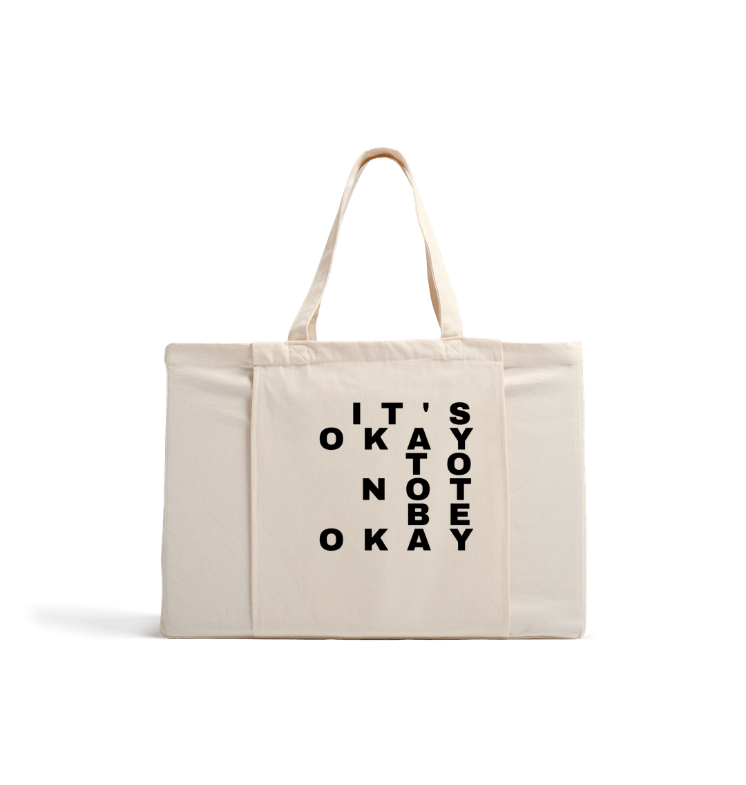 Natural It's Okay to Not Be Okay Mental Health Organic Yoga Tote