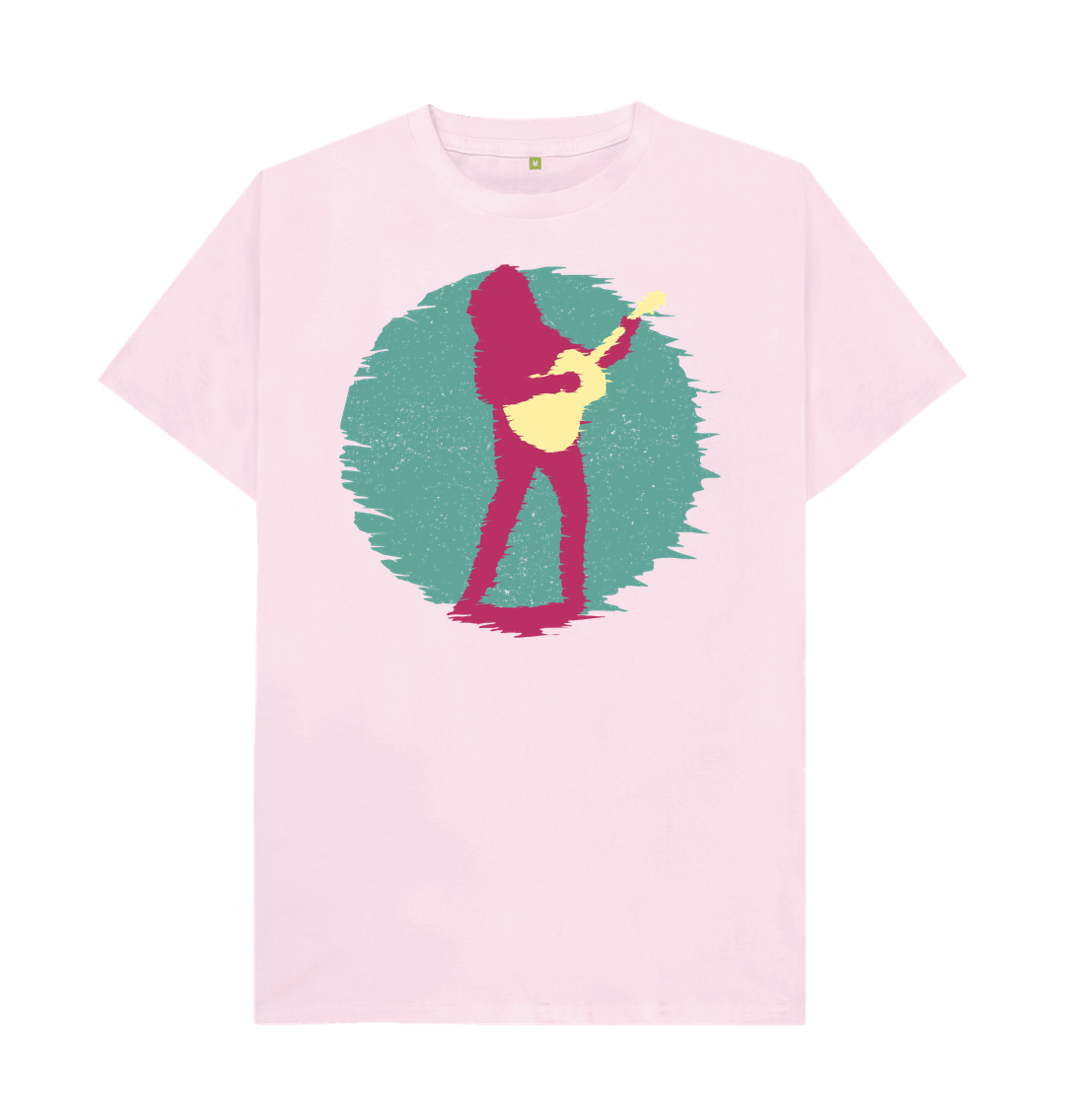 Pink Organic Cotton Guitar Player Men's Mental Health T-Shirt