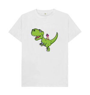 White Organic Cotton Shy-nosaur Dinosaur Graphic Only Mental Health Men's T-Shirt
