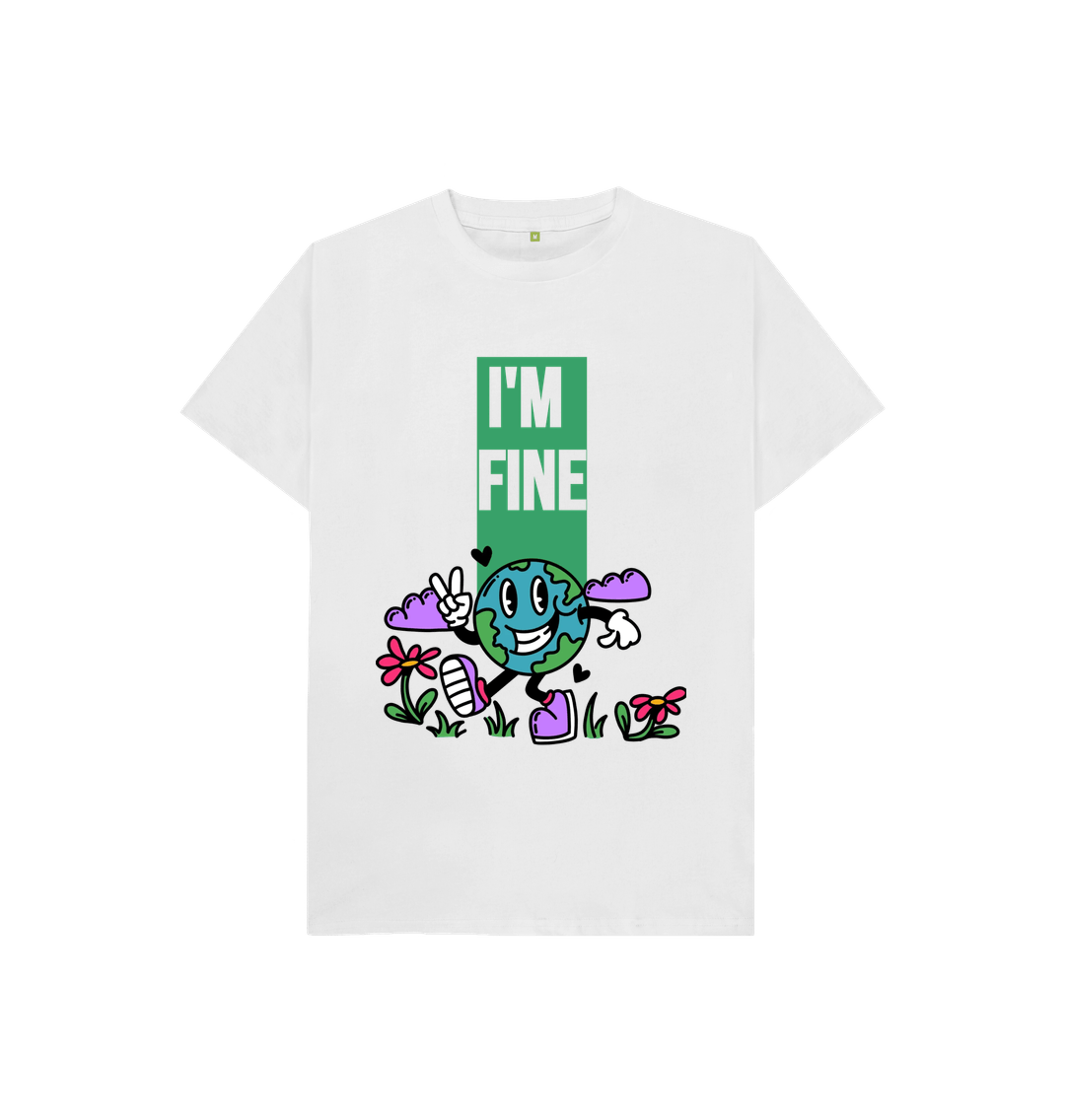 White Organic Cotton I'm Fine Mental Health Children's T-Shirt