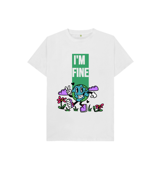 White Organic Cotton I'm Fine Mental Health Children's T-Shirt