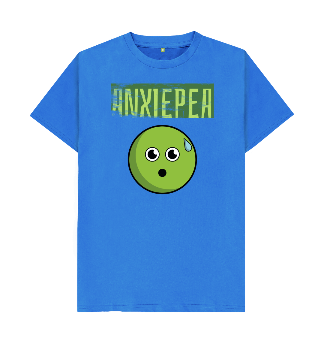 Bright Blue Organic Cotton Anxiepea Mental Health Men's T-Shirt