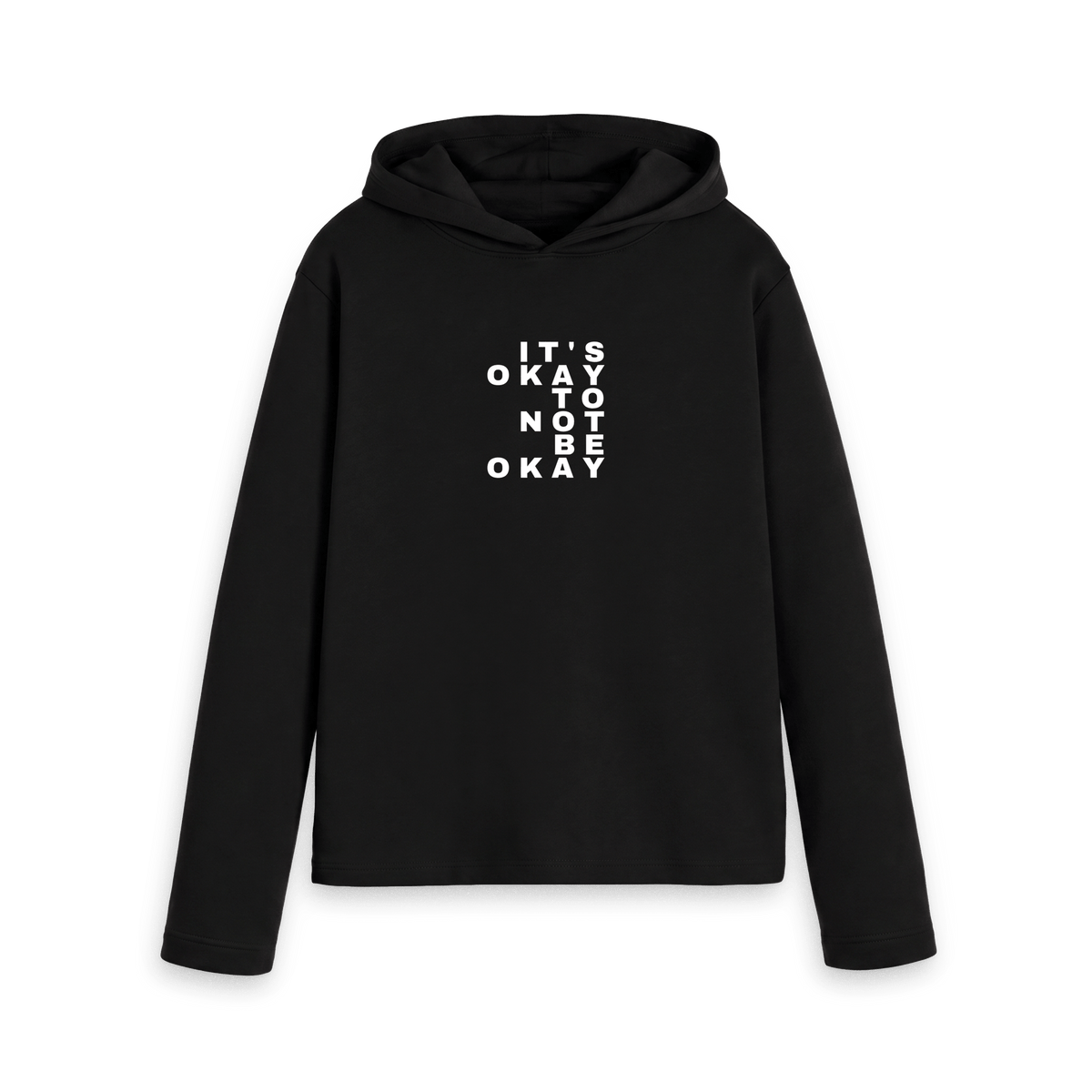 Black Printed Hoody Front
