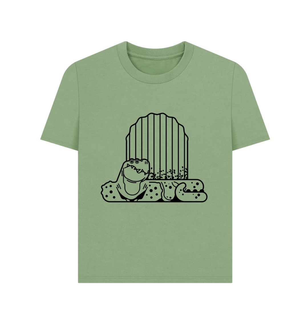 Sage Line Art Dinosaur Organic Cotton Women's T-Shirt