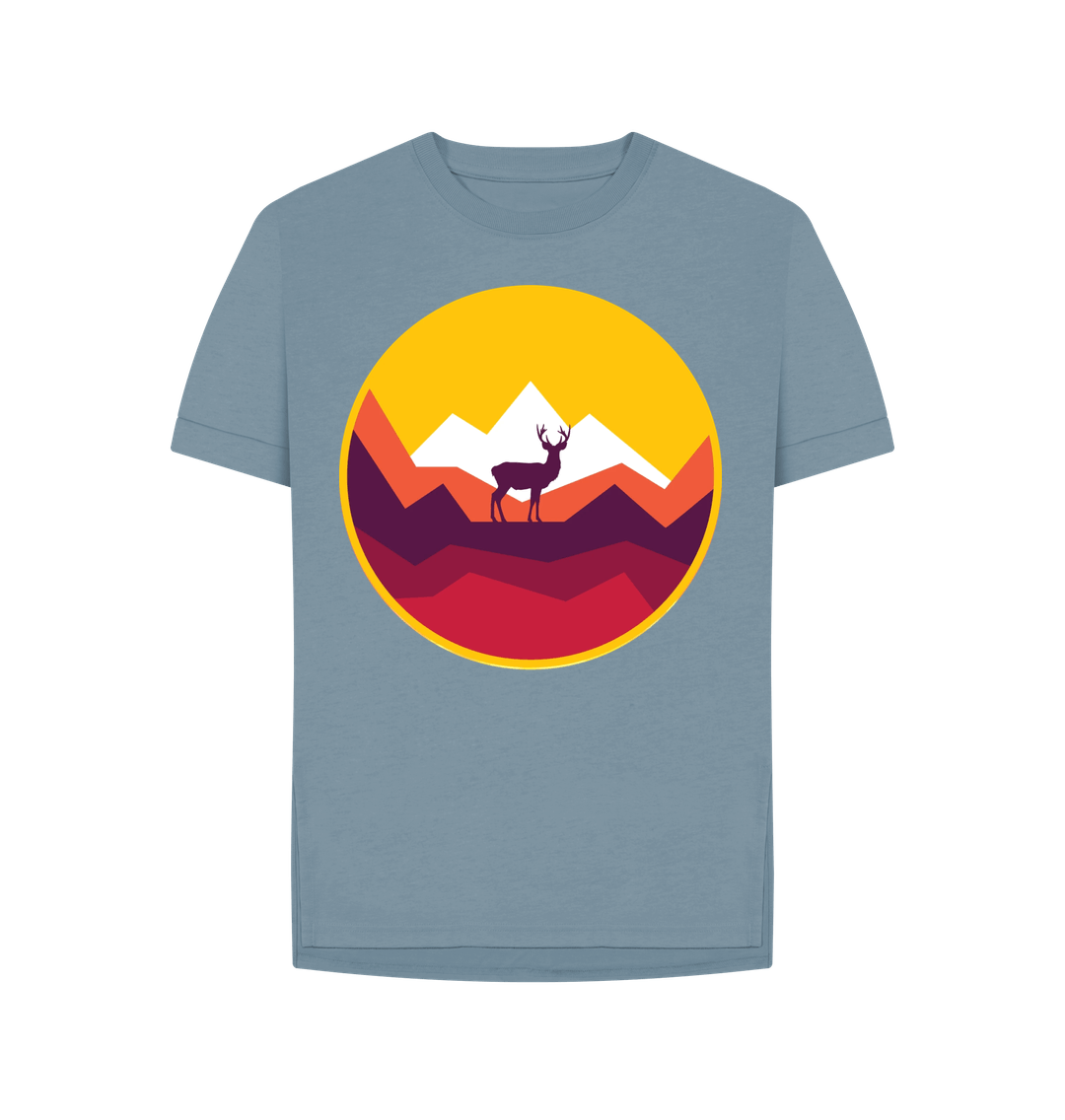 Stone Blue Organic Cotton Woman's T-Shirt Sunset