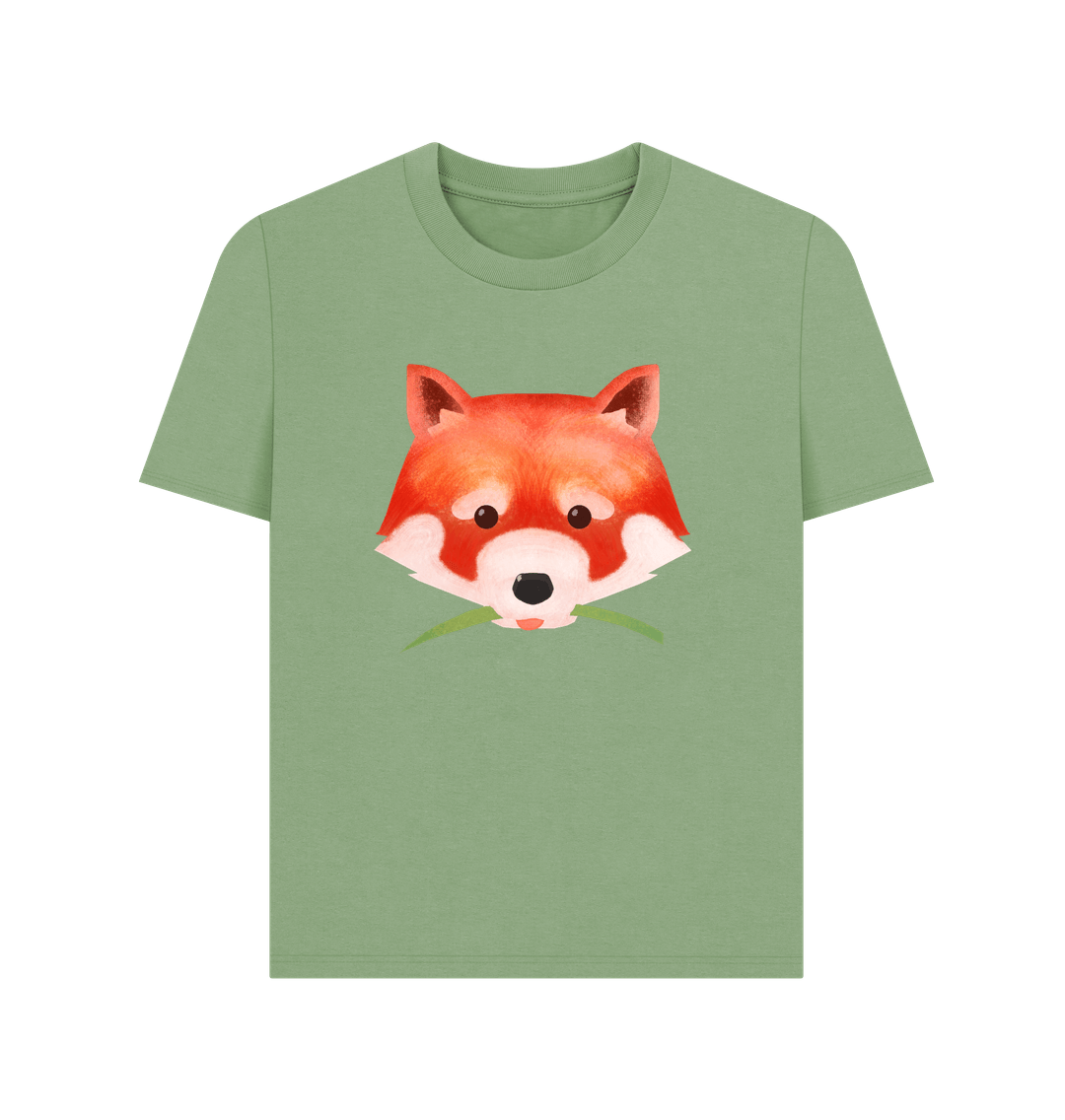 Sage Cute Fox Face Organic Cotton Women's T-Shirt