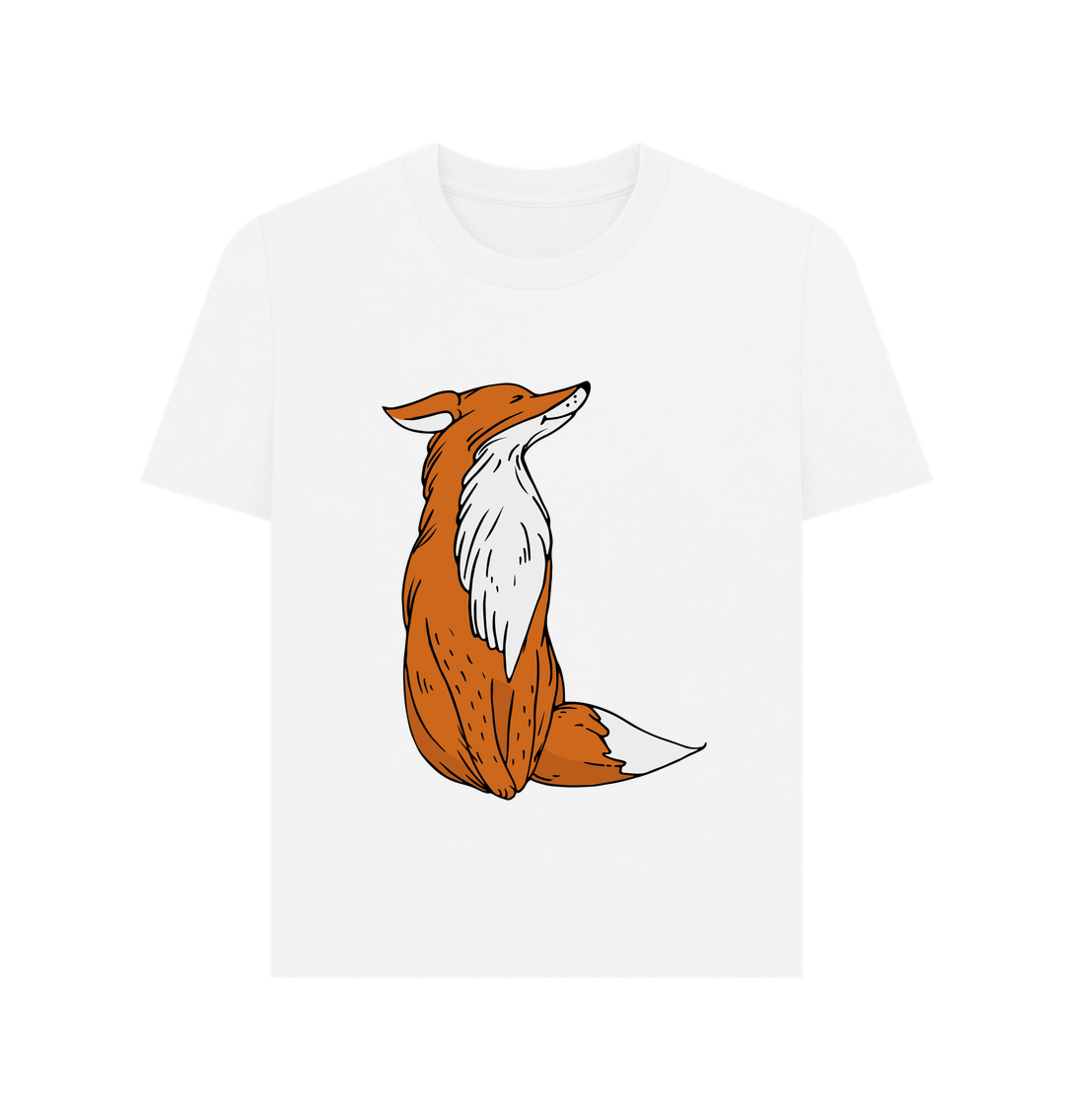 White Cartoon Fox Organic Cotton Women's T-Shirt