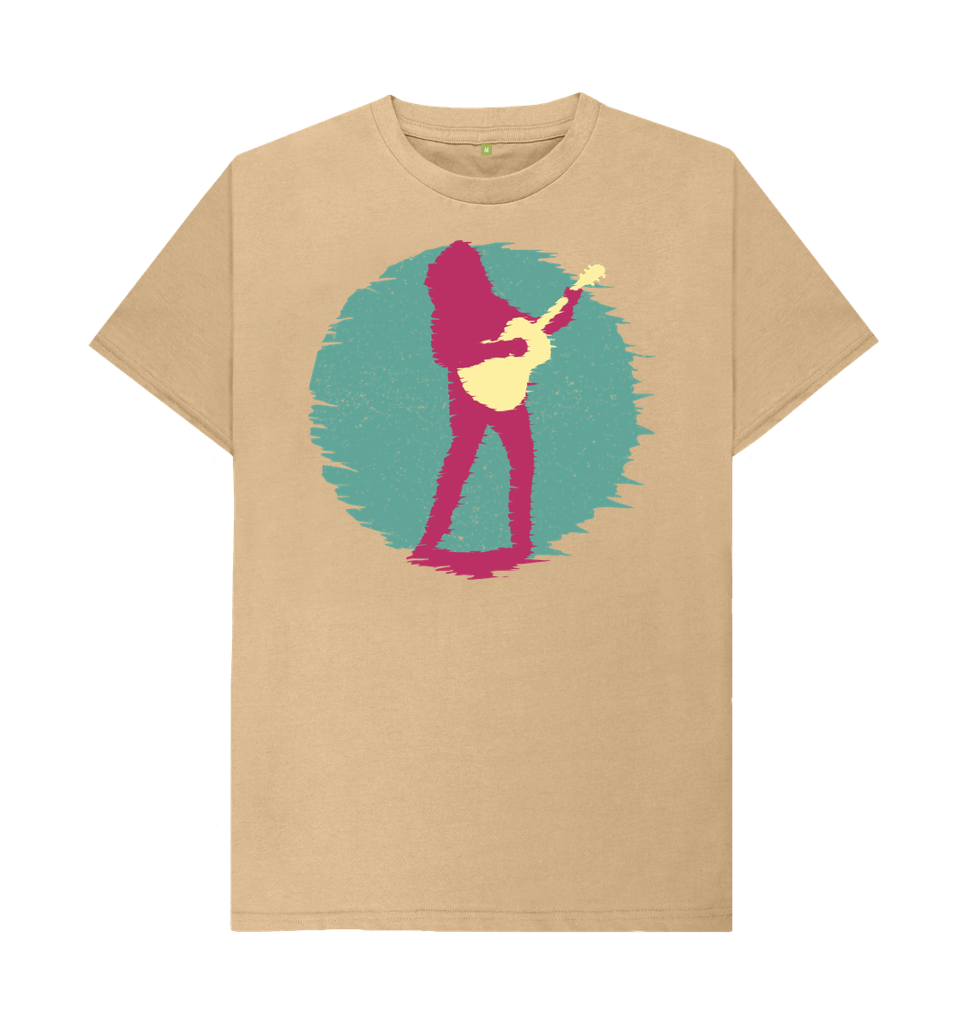 Sand Organic Cotton Guitar Player Men's Mental Health T-Shirt