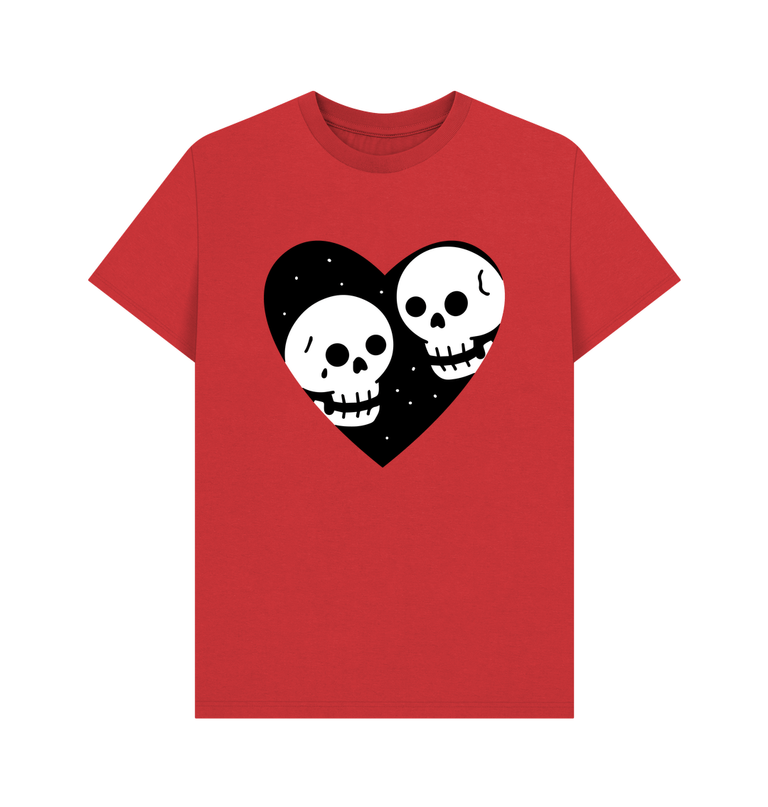 Red Skeleton Heart Organic Cotton Cool T-Shirts for Men