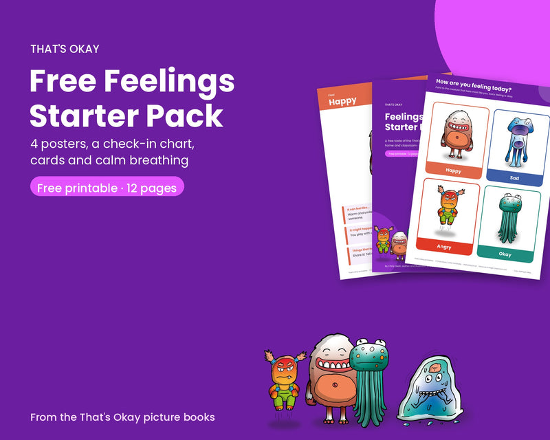 Free Feelings Starter Pack: printable emotions posters, check-in chart and calm cards