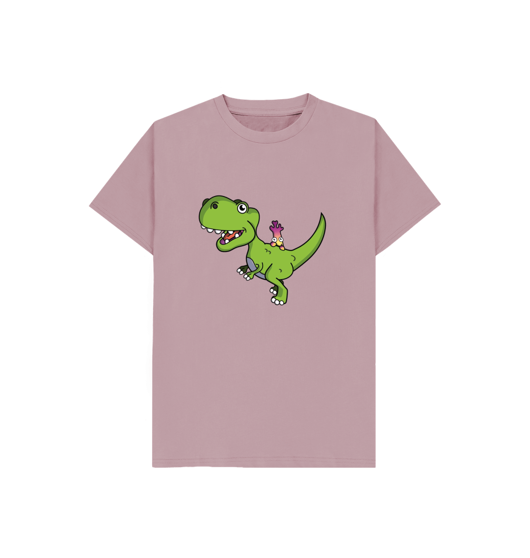 Mauve Organic Cotton Shy-nosaur Dinosaur Graphic Only Mental Health Children's T-Shirt