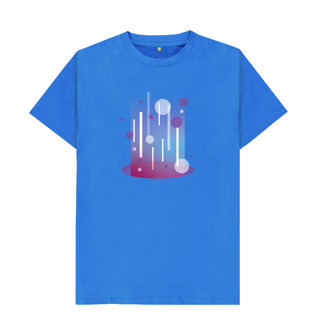 Bright Blue Organic Cotton Teleport Portal Pattern Men's T-Shirt