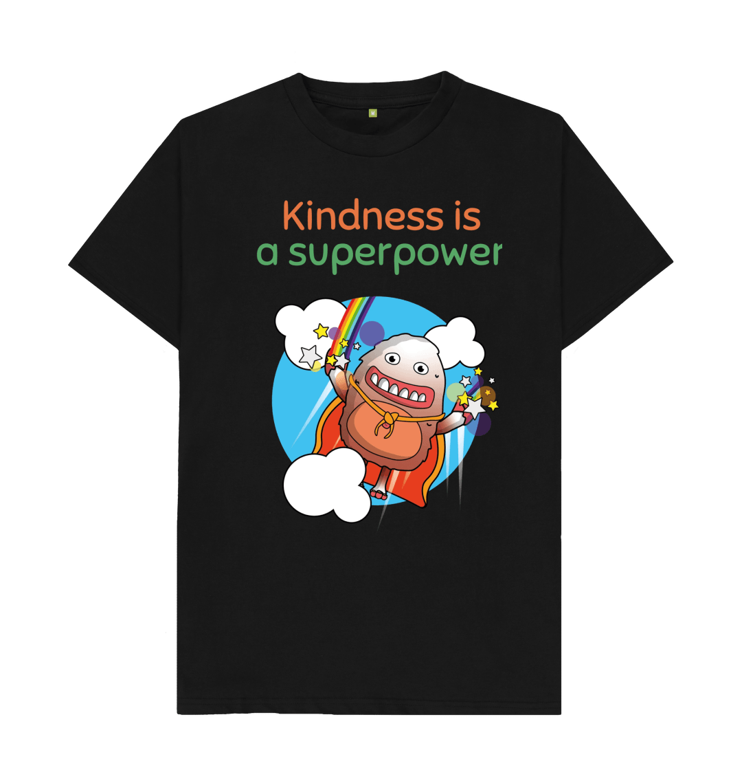 Black Organic Cotton Kindness is a Superpower Mental Health Men's T-Shirt