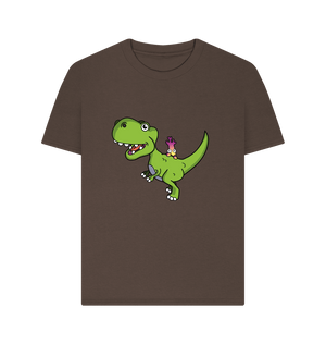 Chocolate Organic Cotton Shy-nosaur Dinosaur Graphic Only Mental Health Women's T-Shirt