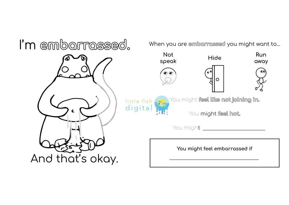 I’m Embarrassed Feelings And Emotions Colouring Sheet