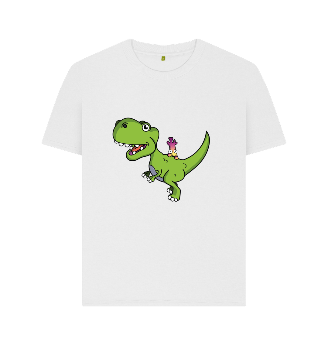 White Organic Cotton Shy-nosaur Dinosaur Graphic Only Mental Health Women's T-Shirt